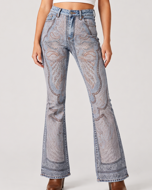 Cactus Mirage Light Bootcut Jeans – Front View – Riley – light blue
