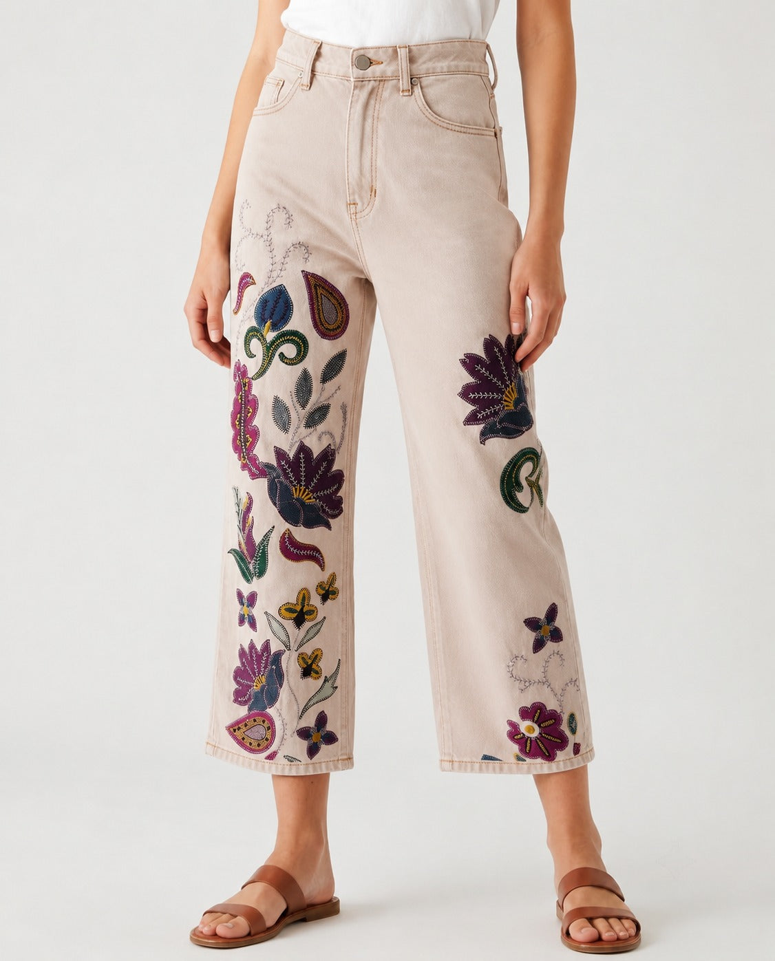 Cactus Bloom Beige Floral 2 RB-BOT24 – Front View – Riley – beige