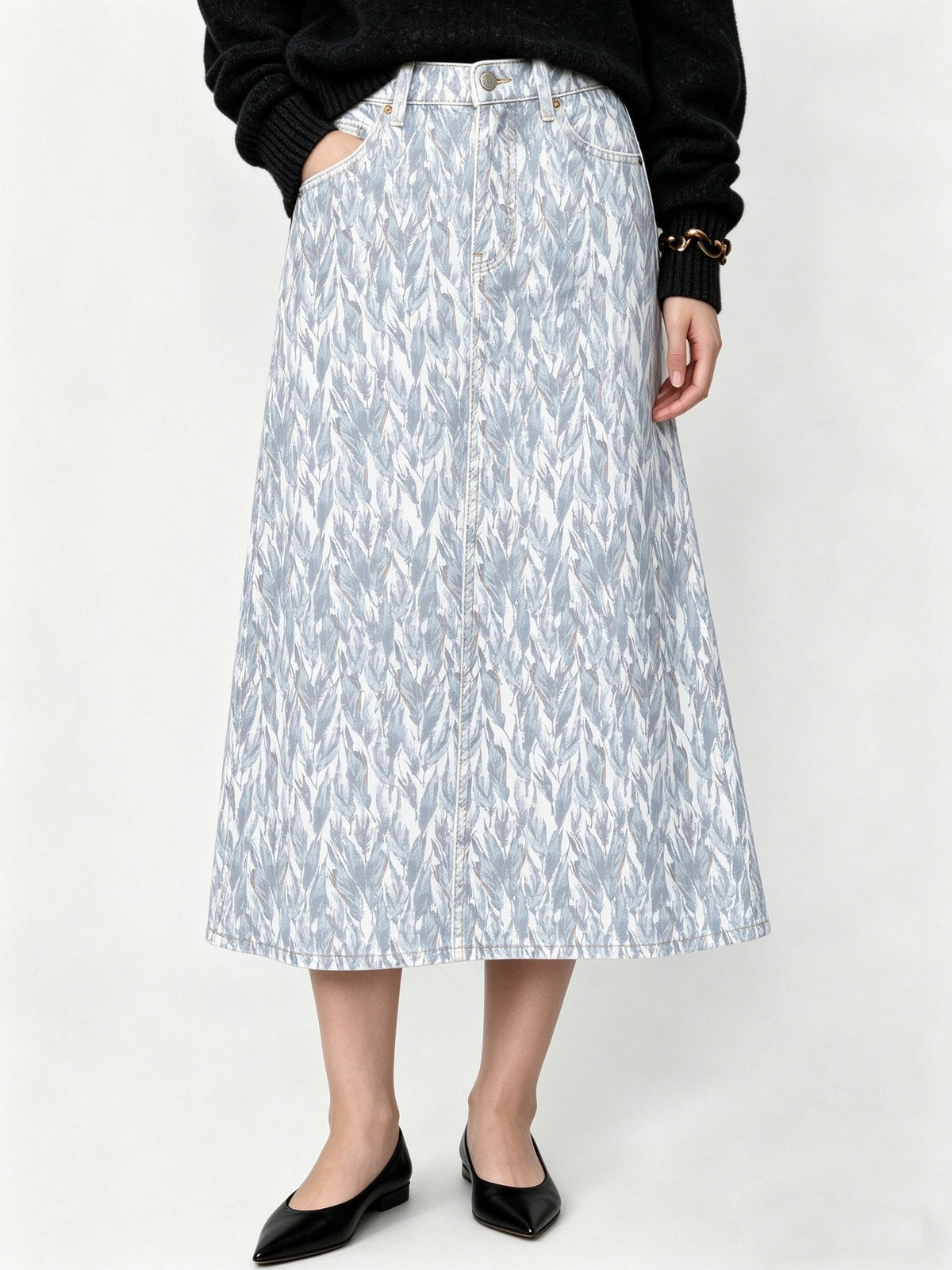 Skyline Trail Ankle-Length Denim Skirt