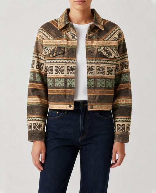 Prairie Echo Brown RB-JKT01 – Front View – Riley – brown, tan, olive, cream