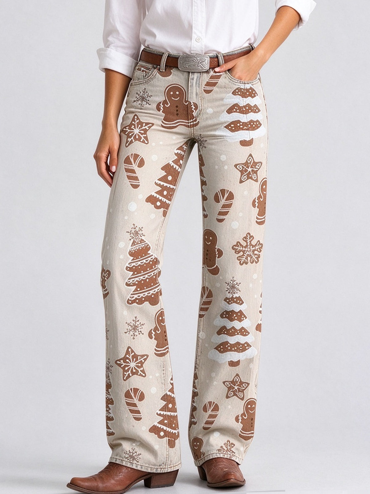 Gingerbread Chuckwagon Low-Rise Bootcut Jeans