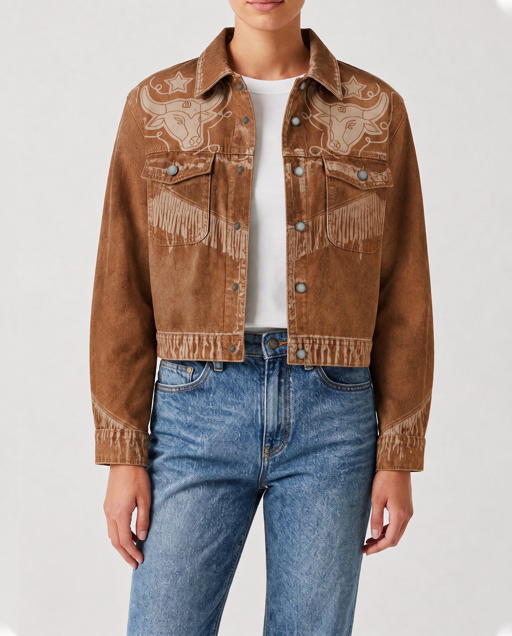 Bullhide Rebel RB-JKT01 – Front View – Riley – brown