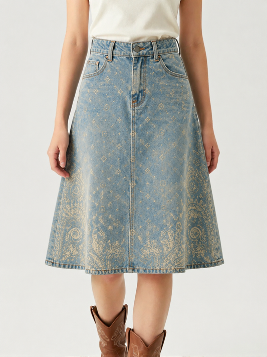Light Blue Paisley RB-SKT03 – Front View – Jessie – Light Blue