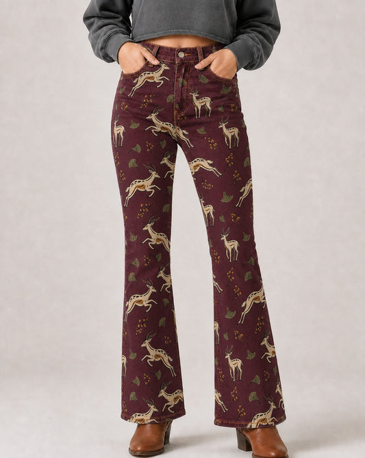 Deer Creek Bootcut Jeans – Front View – Riley – burgundy