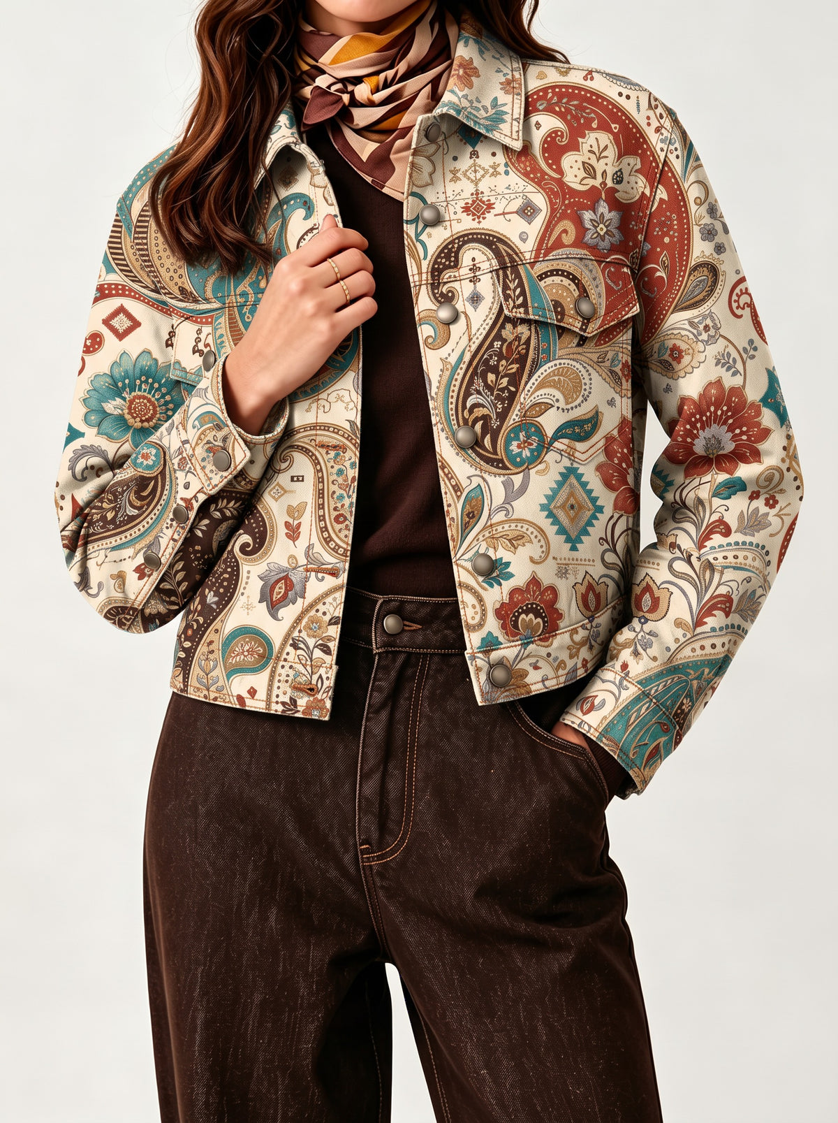Desert Dreamweaver Cropped Denim Jacket