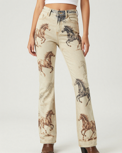 Mustang Stampede Bootcut Jeans – Front View – Riley – Cream / Ivory