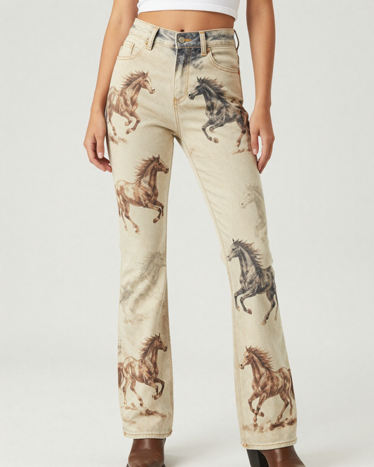Mustang Stampede Bootcut Jeans – Front View – Riley – Cream / Ivory