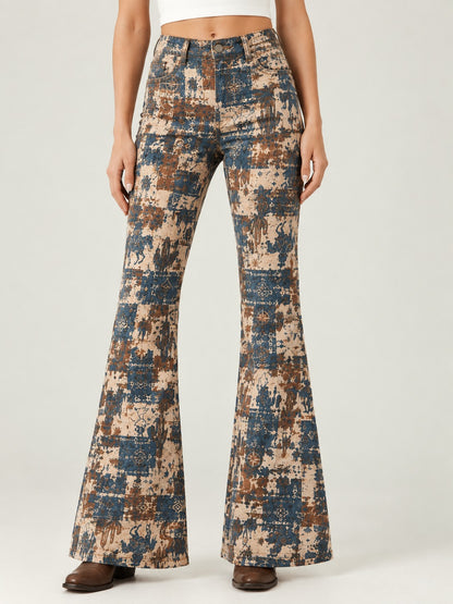 Desert Mirage Beige Bootcut Jeans – Front View – Riley – Beige, Navy Blue, Burnt Orange