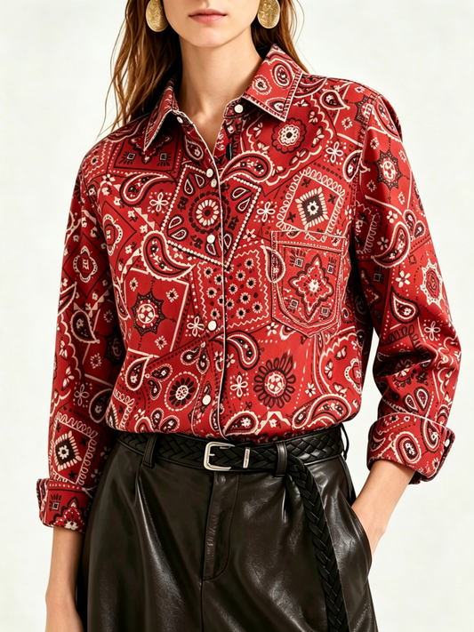 Red Paisley Bloom RB-TOP16 – Front View – Riley – Red