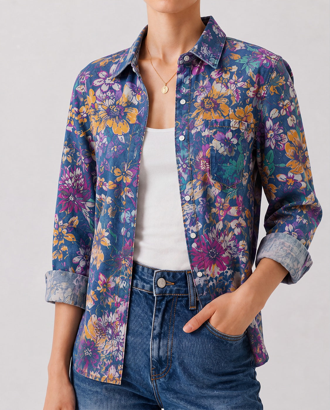 Prairie Bloom Indigo RB-TOP16 – Front View – Riley – Indigo