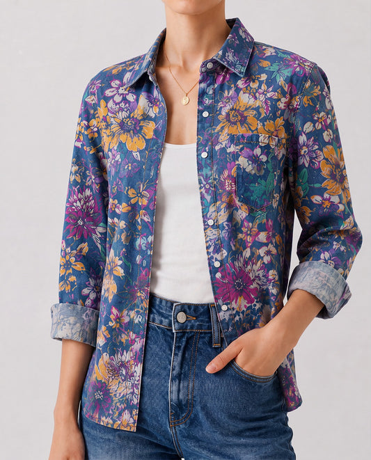 Prairie Bloom Indigo RB-TOP16 – Front View – Riley – Indigo