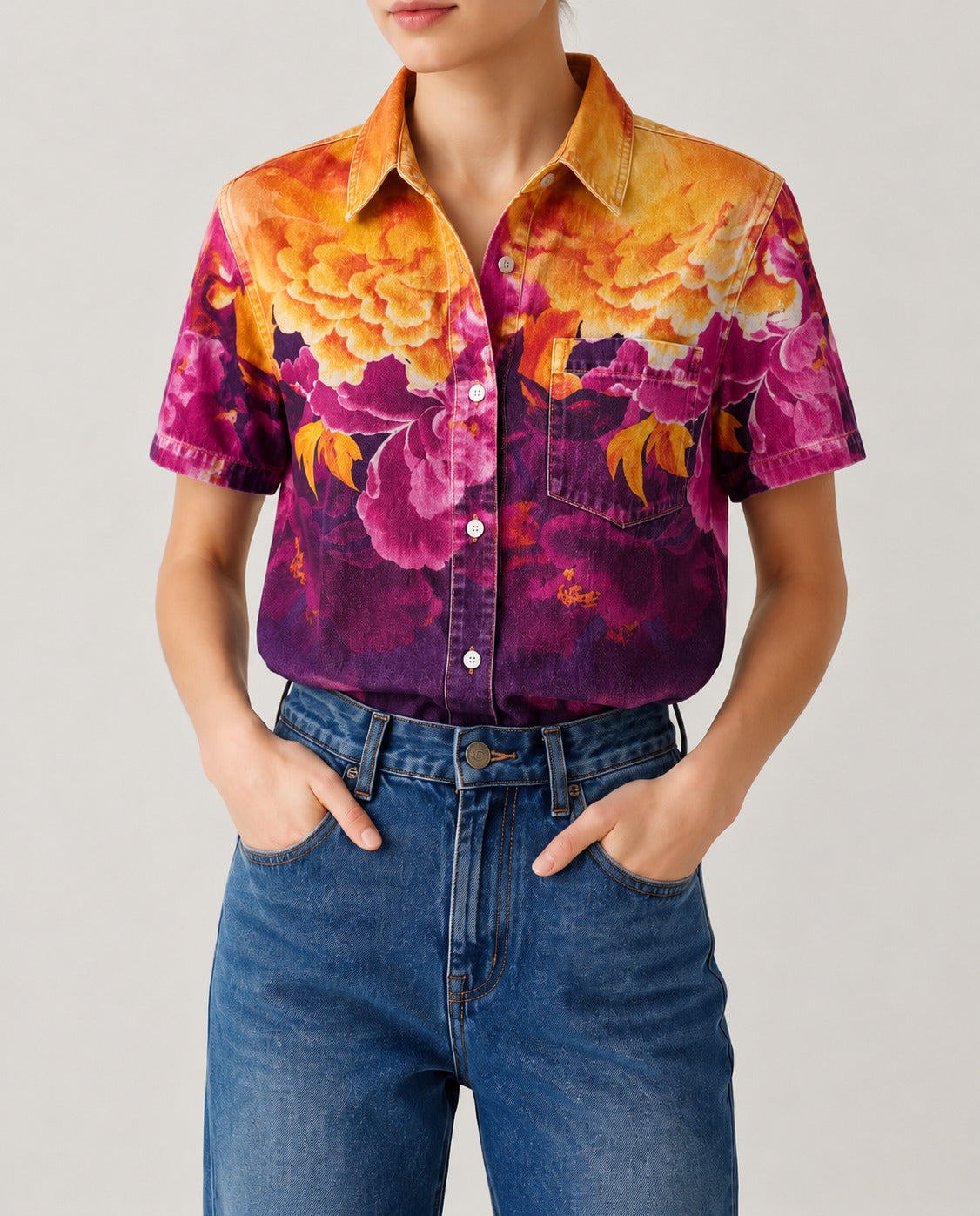 Cactus Bloom Purple RB-TOP15 – Front View – Riley – Purple, Orange