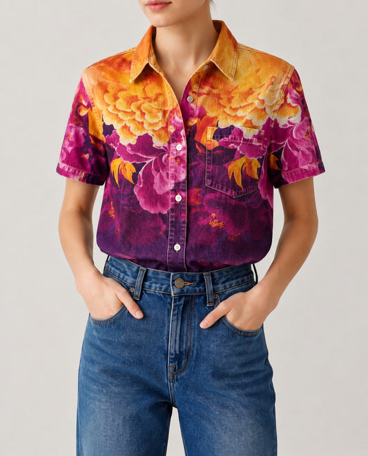 Cactus Bloom Purple RB-TOP15 – Front View – Riley – Purple, Orange