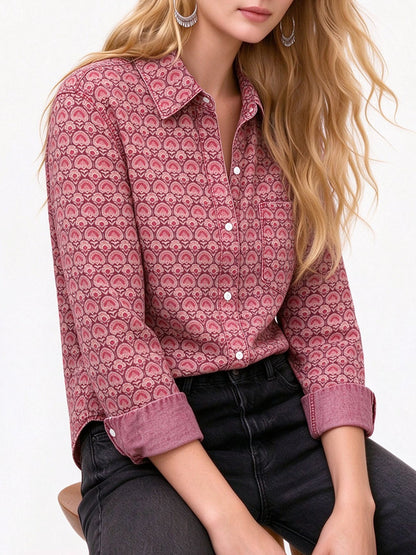 Desert Bandana Medallion Long Sleeve Denim Shirt