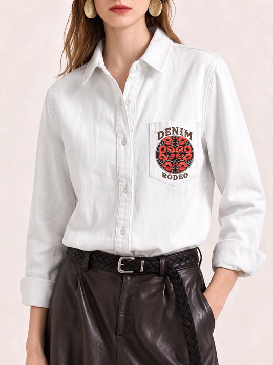 Rodeo Blossom Medallion Long Sleeve Denim Shirt