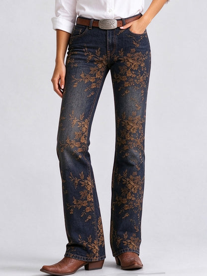 Prairie Night Bloom Low-Rise Bootcut Jeans