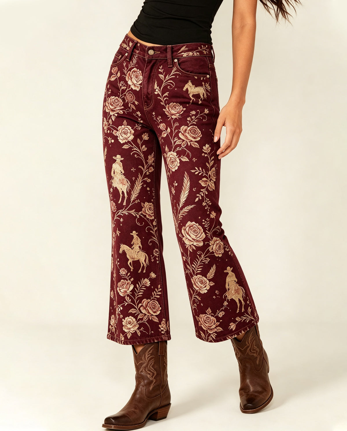 Rustic Rider RB-BOT24 – Front View – Riley – Maroon