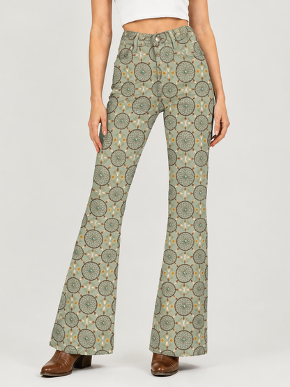 Desert Dreamweaver Bootcut Jeans – Front View – Riley – Sage Green