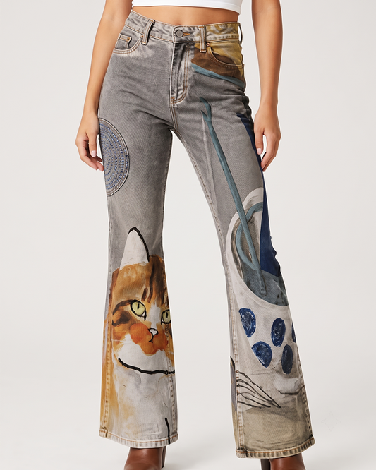 Whisker Trail Bootcut Jeans – Front View – Riley – gray, blue
