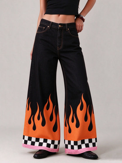 Hellfire Rodeo Blaze Wide-Leg Jeans