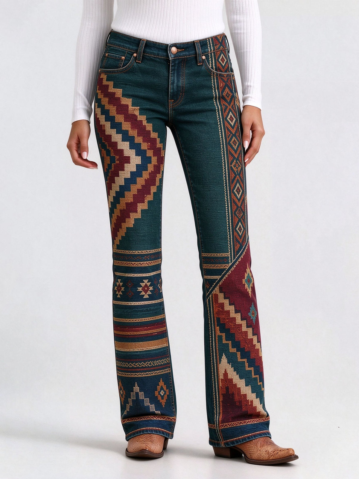 Aztec Canyon Serape Low-Rise Bootcut Jeans