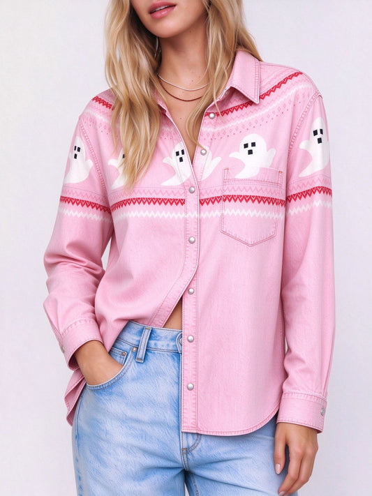 Pastel Phantoms Long Sleeve Denim Shirt
