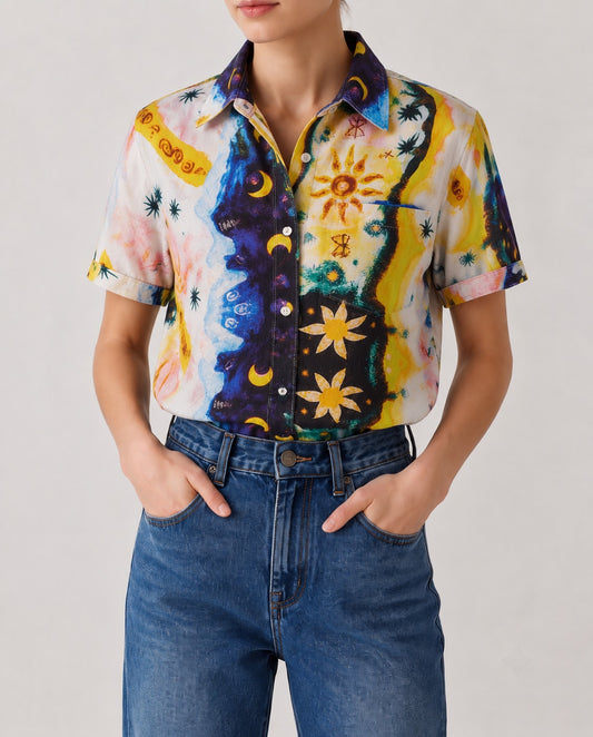 Sunset Serenade Yellow RB-TOP15 – Front View – Riley – Yellow, Blue