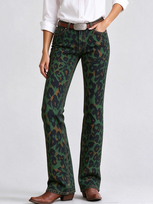 Mustang Leopard Low-Rise Bootcut Jeans