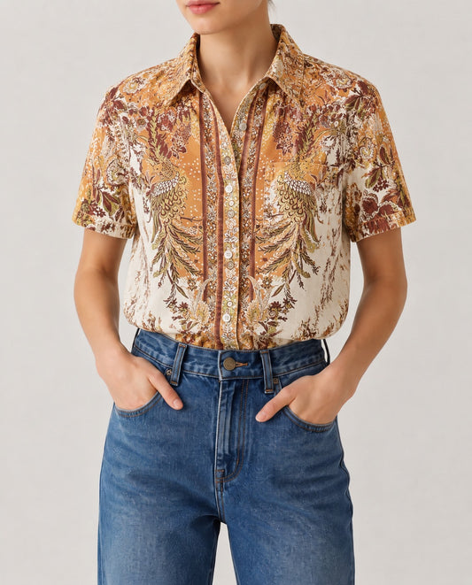 Cactus Mirage Mustard RB-TOP15 – Front View – Riley – mustard, terracotta