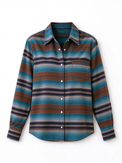 Desert Serape Long Sleeve Denim Shirt