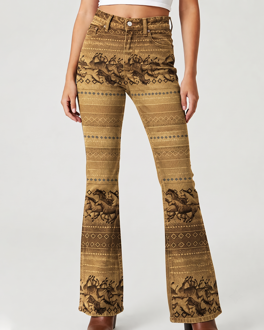 Wild Mustang Bootcut Jeans – Front View – Riley – golden brown