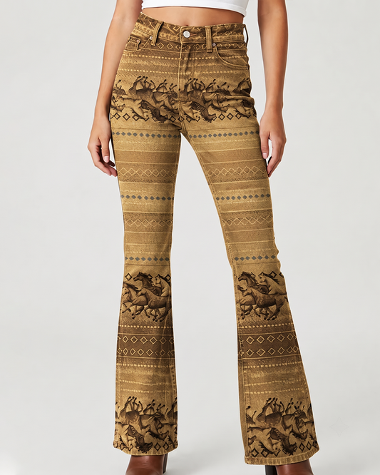 Wild Mustang Bootcut Jeans – Front View – Riley – golden brown