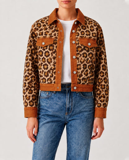 Desert Bloom Brown Floral RB-JKT01 – Front View – Riley – Denim