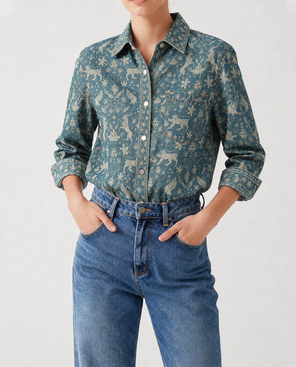 Prairie Mirage Teal RB-TOP16 – Front View – Riley – teal
