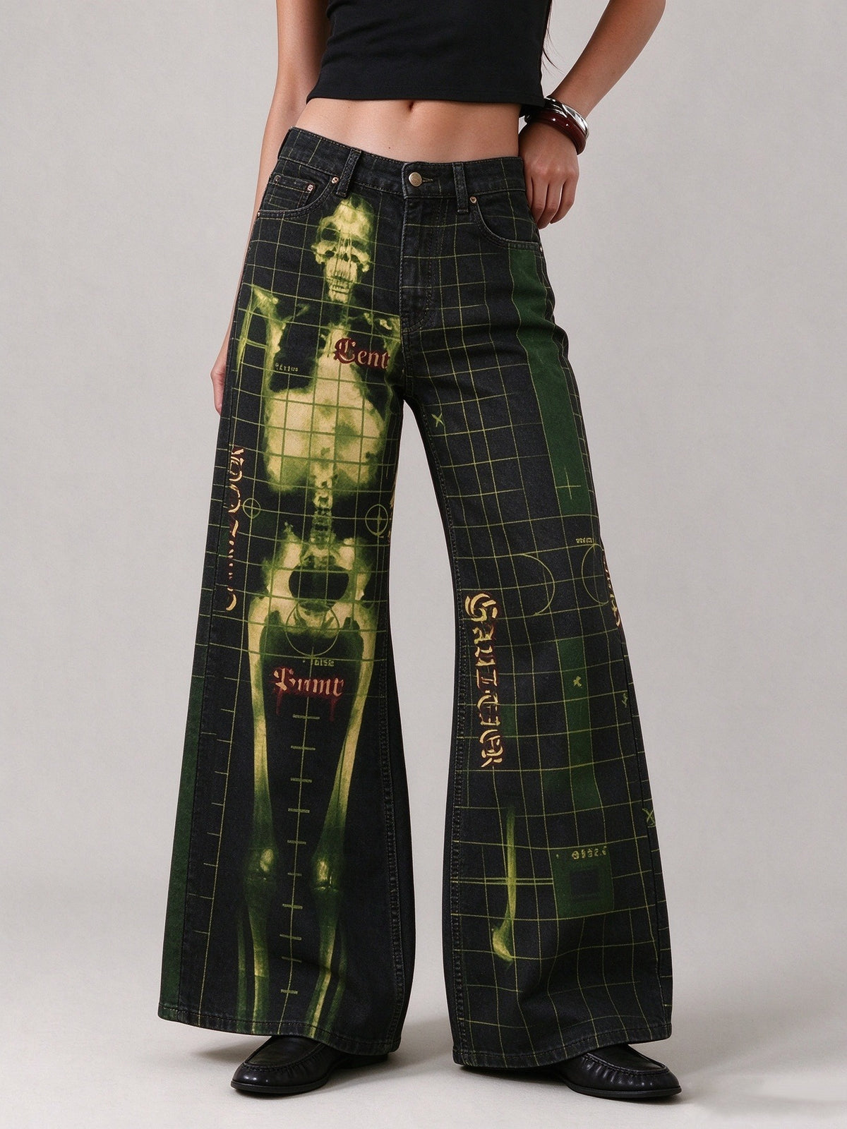 Ghost Rider Bones Wide-Leg Jeans
