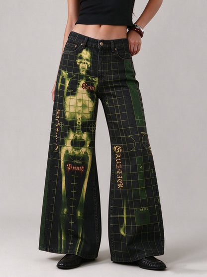 Ghost Rider Bones Wide-Leg Jeans