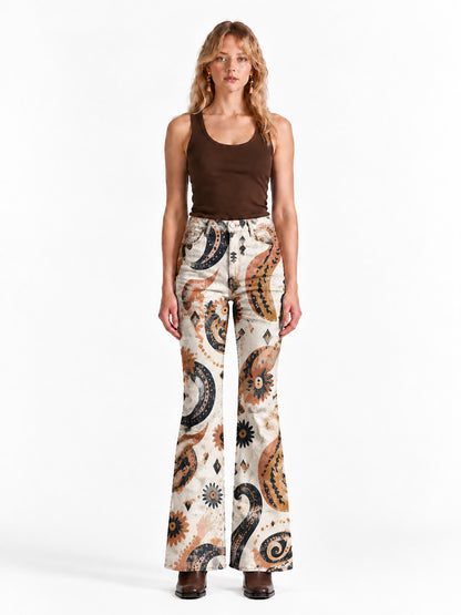 Prairie Feather Paisley Bootcut Jeans