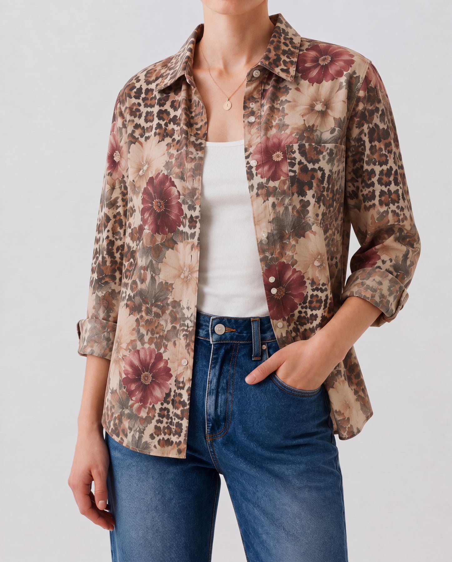 Desert Bloom Beige RB-TOP16 – Front View – Riley – beige, maroon, brown