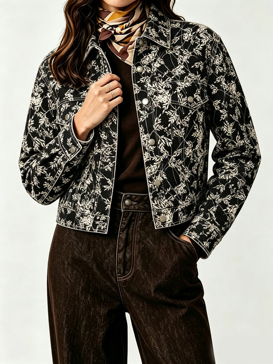 Wild West Vine Cropped Denim Jacket