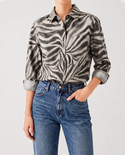 Prairie Zebra RB-TOP16 – Front View – Riley – Gray