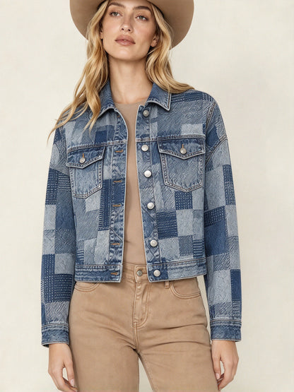 Frontier Quilt Cropped Denim Jacket