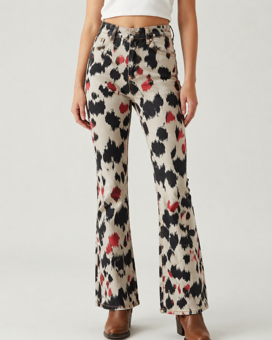 Wild Bloom Bootcut Jeans – Front View – Riley – Cream