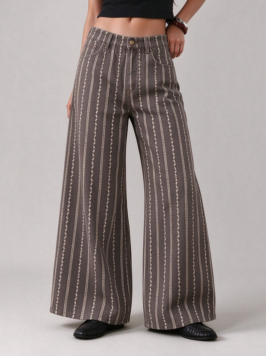 Prairie Pinstripe Wide-Leg Jeans