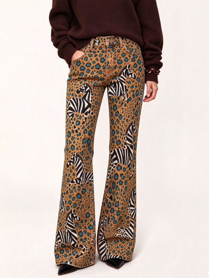 Savanna Zebra Flare Jeans