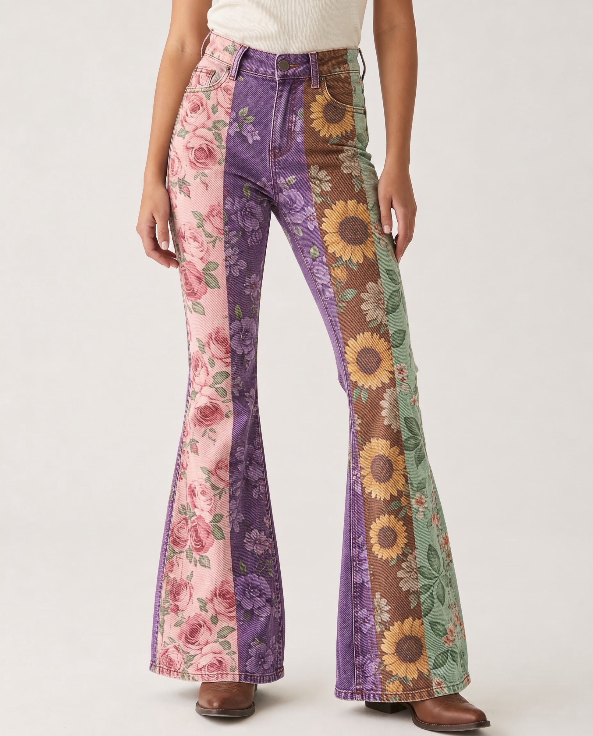 Prairie Bloom RB-BOT04 – Front View – Riley – Pink, Purple, Brown, Green