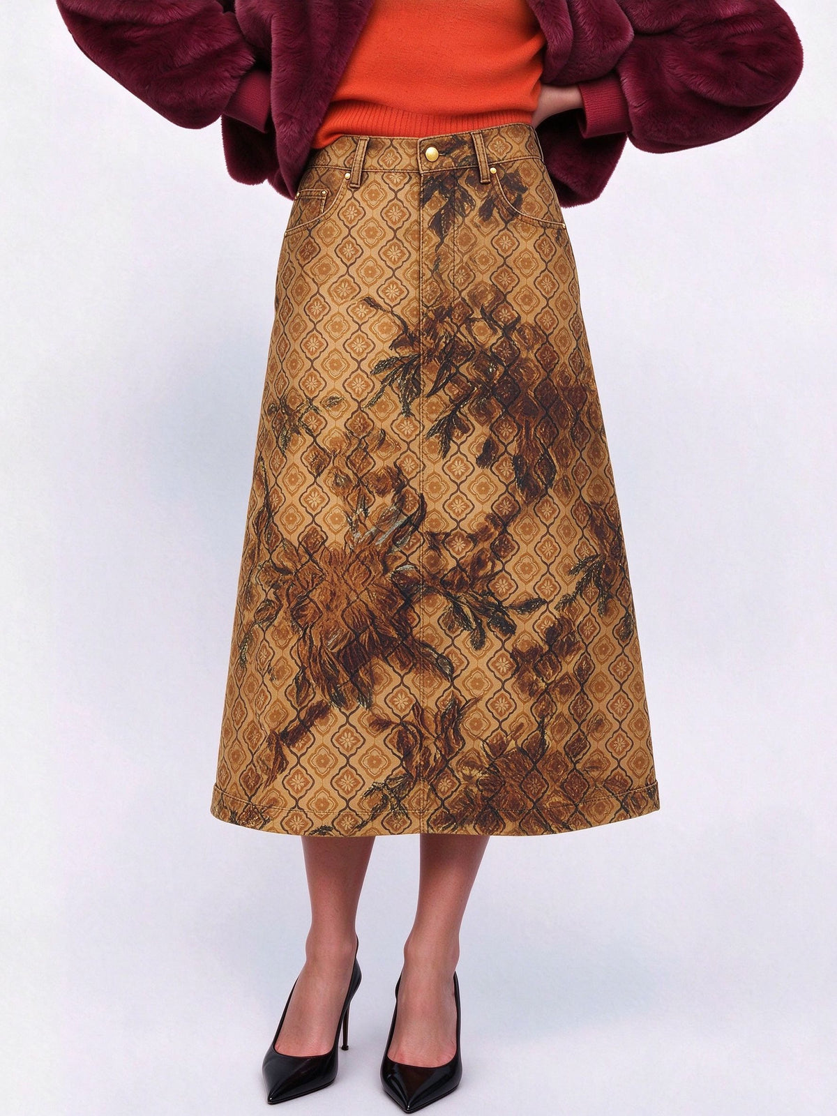 Canyon Tapestry Trail Ankle-Length Denim Skirt