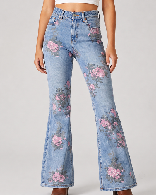 Cactus Rose Bootcut Jeans – Front View – Riley – light blue