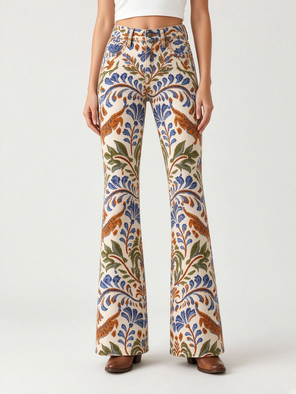 Cream Petal Bootcut Jeans
