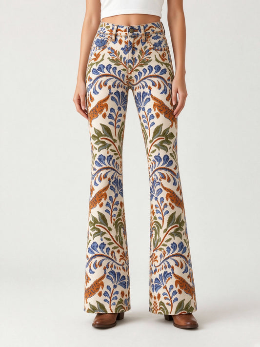 Cream Petal Bootcut Jeans