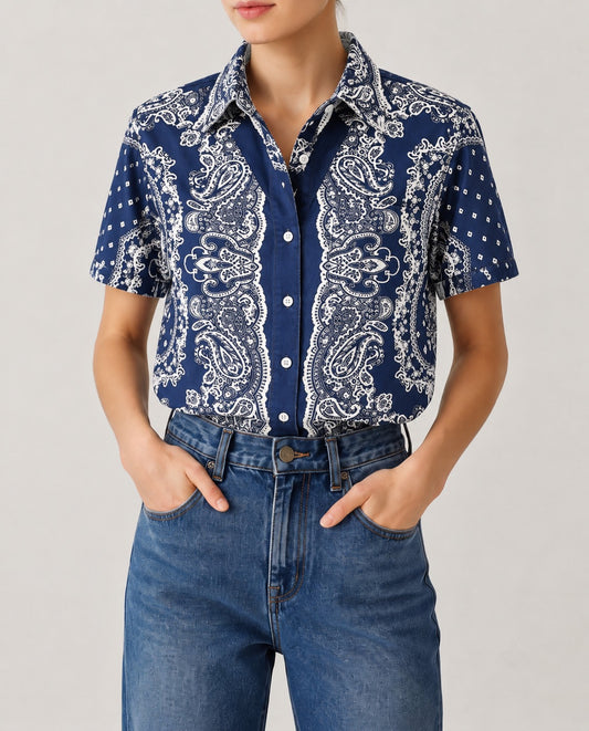 Cactus Lace RB-TOP15 – Front View – Riley – Navy Blue